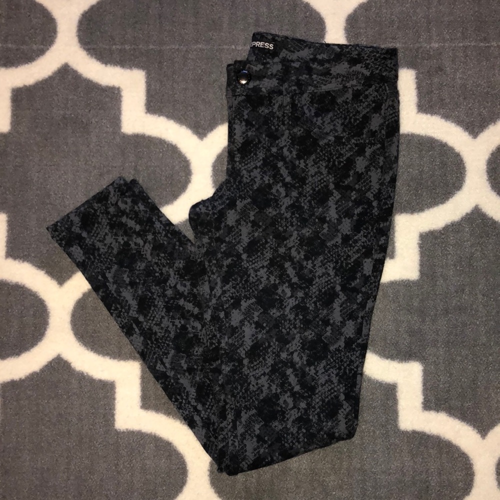 Express Snake Patterned Jeggings - image 1